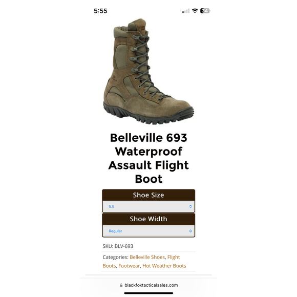 Belleville 693 Waterproof Military Assault Flight Boot Mens 5.5 R Sage AF Green - Picture 10 of 11